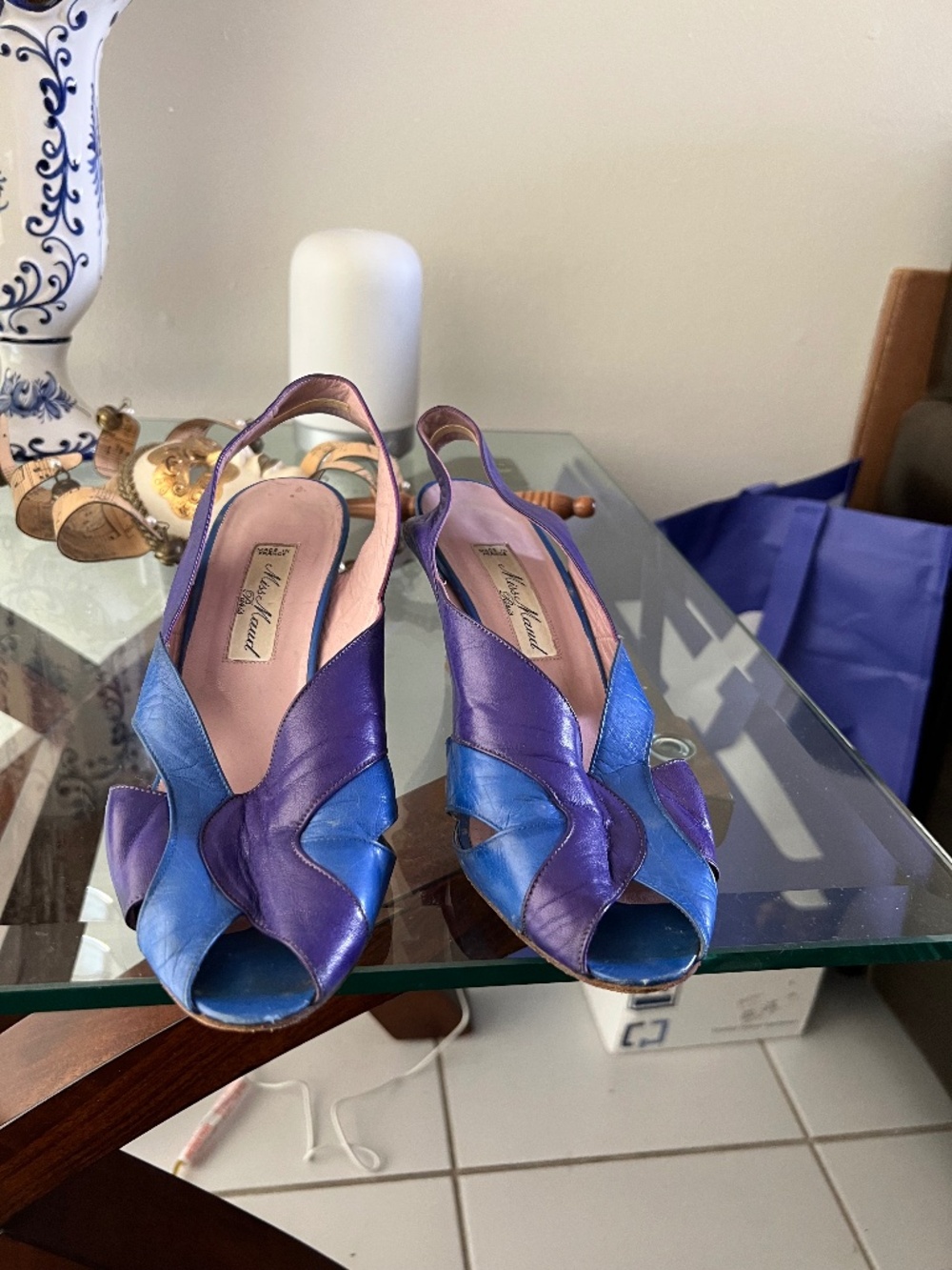 Royal blue and purple sandals
